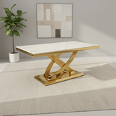 Madrid Cream Marble and Gold Coffee Table