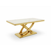 Madrid Cream Marble and Gold Coffee Table - Pendle Village Furniture