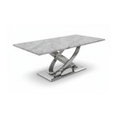 Madrid Grey Marble Dining Table with Chrome Base - Pendle Village Furniture