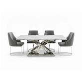Madrid Grey Marble Dining Table with Ottavia Grey Velvet Chairs - Pendle Village Furniture