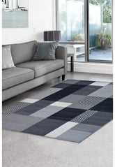 Contemporary grey rug adding elegance and simplicity.
