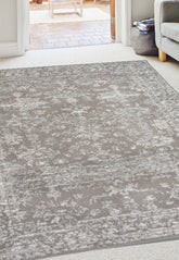 Natural rug with traditional inspired pattern.