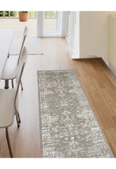 Natural runner rug with traditional inspired pattern.