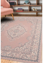 Blush rug with soft elegant modern design.