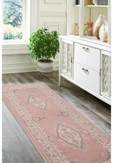 Blush runner rug with soft elegant modern design.