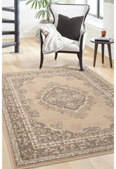 Natural rug with timeless traditional design.