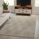 Natural rug with elegant tear drop pattern and subtle design.