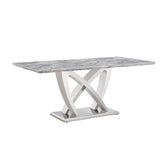Marbella Grey Marble Dining Table with Chrome Base - Pendle Village Furniture