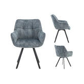 Mario Stone Blue Jade Velvet Fabric Dining Chairs - Set of 4 - Pendle Village Furniture