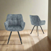 Mario Stone Blue Jade Velvet Fabric Dining Chairs - Set of 4 - Pendle Village Furniture