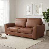 Marlo Prestige leather 2 seater sofa with supportive foam cushions.