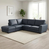 Stylish leather corner sofa with refined design and strong structure.