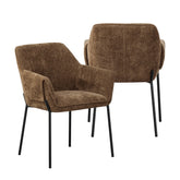 Marlow Brown Fabric Dining Chairs with Black Metal Legs – Set of 4 - Pendle Village Furniture