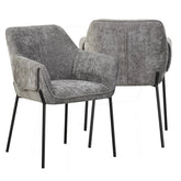 Marlow Grey Fabric Dining Chairs with Black Metal Legs – Set of 4 - Pendle Village Furniture