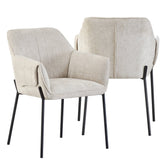 Marlow Natural Fabric Dining Chairs with Black Metal Legs – Set of 4< - Pendle Village Furniture