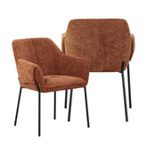 Marlow Rust Fabric Dining Chairs with Black Metal Legs – Set of 4 - Pendle Village Furniture