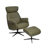 Marseille Leather Swivel Recliner Chair and Footstool - Pendle Village Furniture