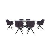 Comic Large Extending Dining Table and 6 Swivel Dining Chairs - Pendle Village Furniture