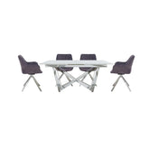 Comic Chrome Small Extending Dining Table and 4 Swivel Dining Chairs - Pendle Village Furniture
