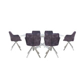 Comic Chrome Large Extending Dining Table and 6 Swivel Dining Chairs - Pendle Village Furniture