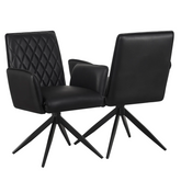 Maxwell Soft Black Leather Swivel Dining Chairs with black metal legs and Arms, Buy as set of 4, 6 or 8 Chairs by Pendle village furniture