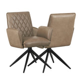 Maxwell Soft Taupe Leather Swivel Dining Chairs with black metal legs and Arms, Buy as set of 4, 6 or 8 Chairs by Pendle village furniture