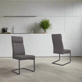 Merlin Taupe Leather Set of 4 Dining Chairs - Styled in a living room