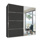 Wiemann Houston 200cm Graphite Glass & Mirror Sliding Wardrobe - Pendle Village Furniture