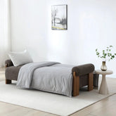 Miles Brown Mocha Chenille Sofabed reclined into Bed position. Available in a choice of 3 fabrics, Orange, Mocha and Natural