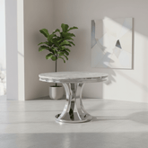 Mitzi Round Light Grey Marble Top Dining Table