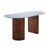 Modena Large Marble & Mango Wood Dining Table - Pendle Village Furniture