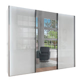 Monaco 3000 White Glass Large Sliding Door Wardrobe with Mirror - Pendle Village Furniture