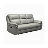 Mont Grey Leather Look Fabric 3 Seater Manual Recliner Sofa - Pendle Village Furniture
