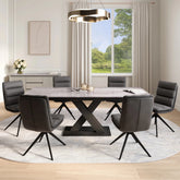 Monza Marble Extending Dining Table with Swivel Dining Chairs