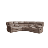Moragan Taupe Soft Fabric Corner Recliner Sofa with Drinks Console