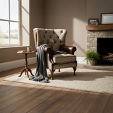 Mulberry Beige Check Fabric with Antique Tan Leather High Round Back Wing Chair