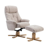 Muscat Fabric Swivel Recliner Chair with Footstool - Pendle Village Furniture