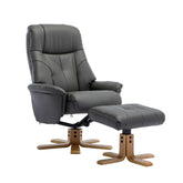 Muscat Faux Leather Swivel Recliner Chair and Footstool - Pendle Village Furniture
