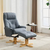 Muscat Leather Swivel Recliner Chair and Footstool - Pendle Village Furniture