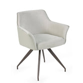 Newham Oak - Effect Dining Table with 6 Ivory Chenille Dining Chairs - Pendle Village Furniture