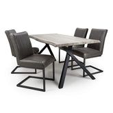 Narvik 1.6m Medium & 4 Archer Grey Dining Set - Pendle Village Furniture