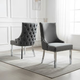 Nelson Dark Grey Velvet Chairs - Pendle Village Furniture