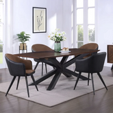 Nevada 1.5M Mindi Wood Dining Table with 4 San Remo Brown Dining Chairs