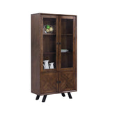 Nevada Mindi Wood 4 Door Display Unit with Parquet Detailing - Pendle Village Furniture