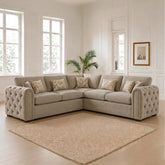 New Glamour Fabric Upholstered Corner Sofa with Tufted Arms
