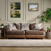 Horatio Brown Leather & Pablo Mole Fabric Sofa - Pendle Village Furniture