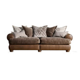 Horatio Brown Leather & Pablo Mole Fabric Sofa - Pendle Village Furniture