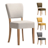 Nico Fabric Dining Chairs with Oak Legs - Choice of 4 Colour Brown, Yellow Grey and Natural