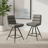 Nobel Swivel Bar Chair – PVC Upholstery with Black Legs (Set of 2)
