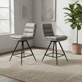 Set of 2 Nobel Swivel Counter Chair – PVC Upholstery with Black Legs
